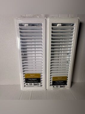 LOT OF 4-Imperial Floor Register 4”x12 + Sidewall Ceiling 2 Way 6”X10-2 OF EACH